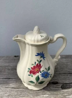 Grande théière en céramique à décor de fleurs Digoin Sarreguemines