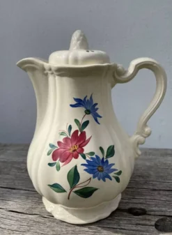 Grande théière en céramique à décor de fleurs Digoin Sarreguemines