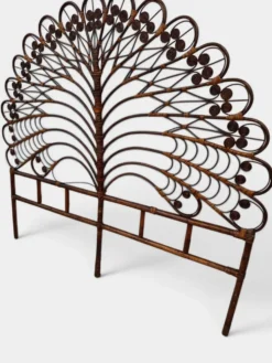 Grande tête de lit « Peacock » en rotin – Modèle Paon – France, années 1970