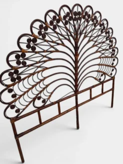 Grande tête de lit « Peacock » en rotin – Modèle Paon – France, années 1970