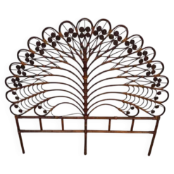 Grande tête de lit « Peacock » en rotin – Modèle Paon – France, années 1970