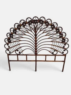 Grande tête de lit « Peacock » en rotin – Modèle Paon – France, années 1970