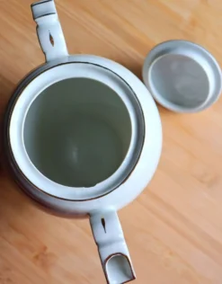 Grande verseuse / cafetière vintage en porcelaine – Décor Oiseau de paradis