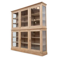 Grande vitrine ancienne 6 portes en chêne - 1920