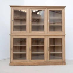 Grande vitrine ancienne 6 portes en chêne - 1920
