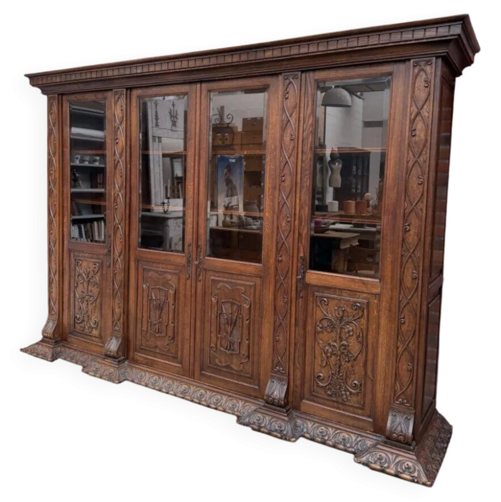 Grande vitrine de pharmacie en chêne