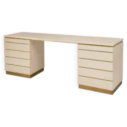 Grand meuble multifonction Jean-Claude Mahey, bois laqué, laiton 1970