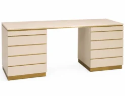 Grand meuble multifonction Jean-Claude Mahey, bois laqué, laiton 1970