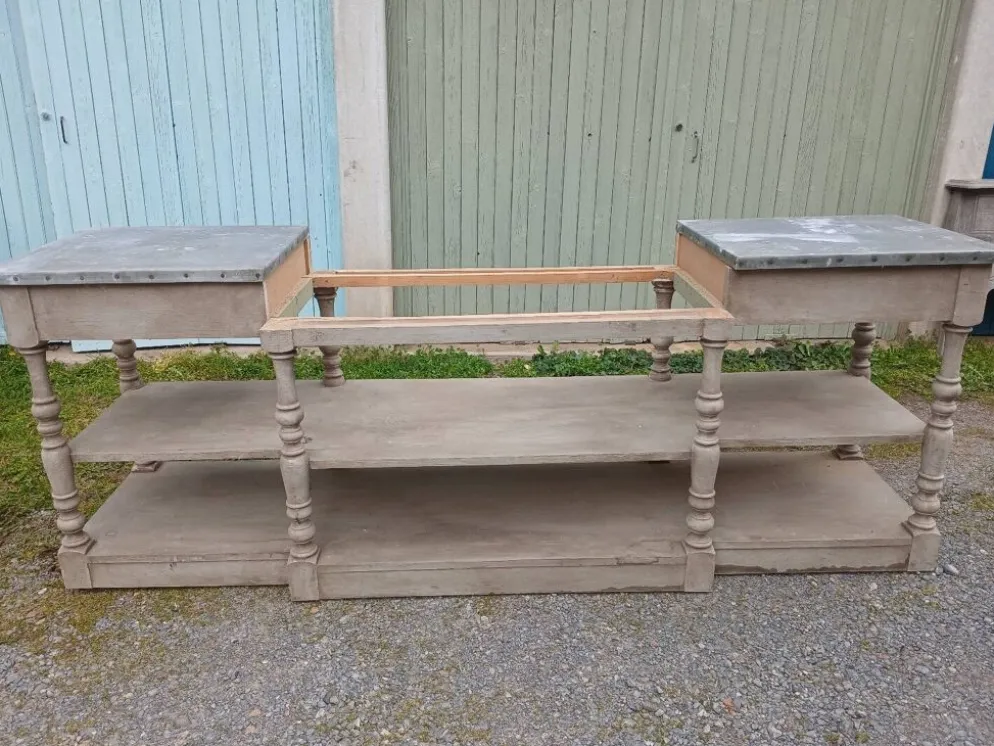 Grand meuble style drapier en bois et zinc