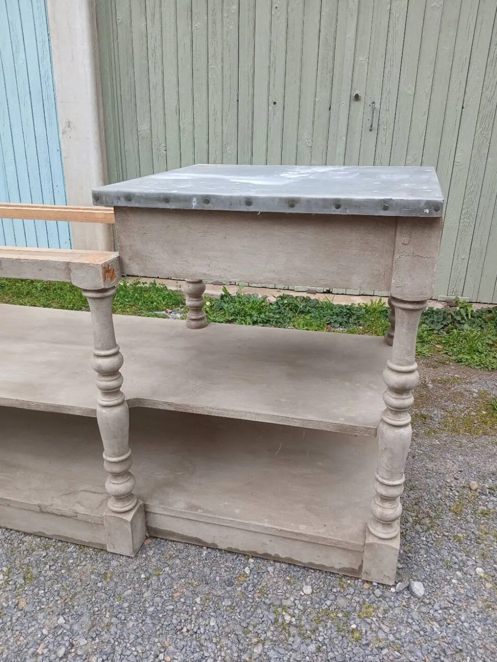Grand meuble style drapier en bois et zinc