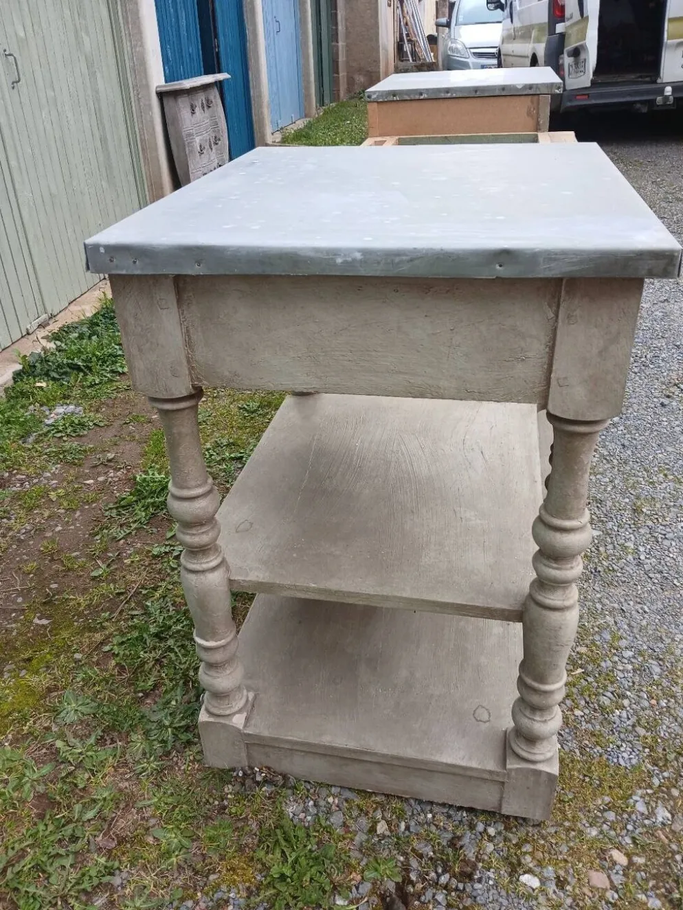 Grand meuble style drapier en bois et zinc