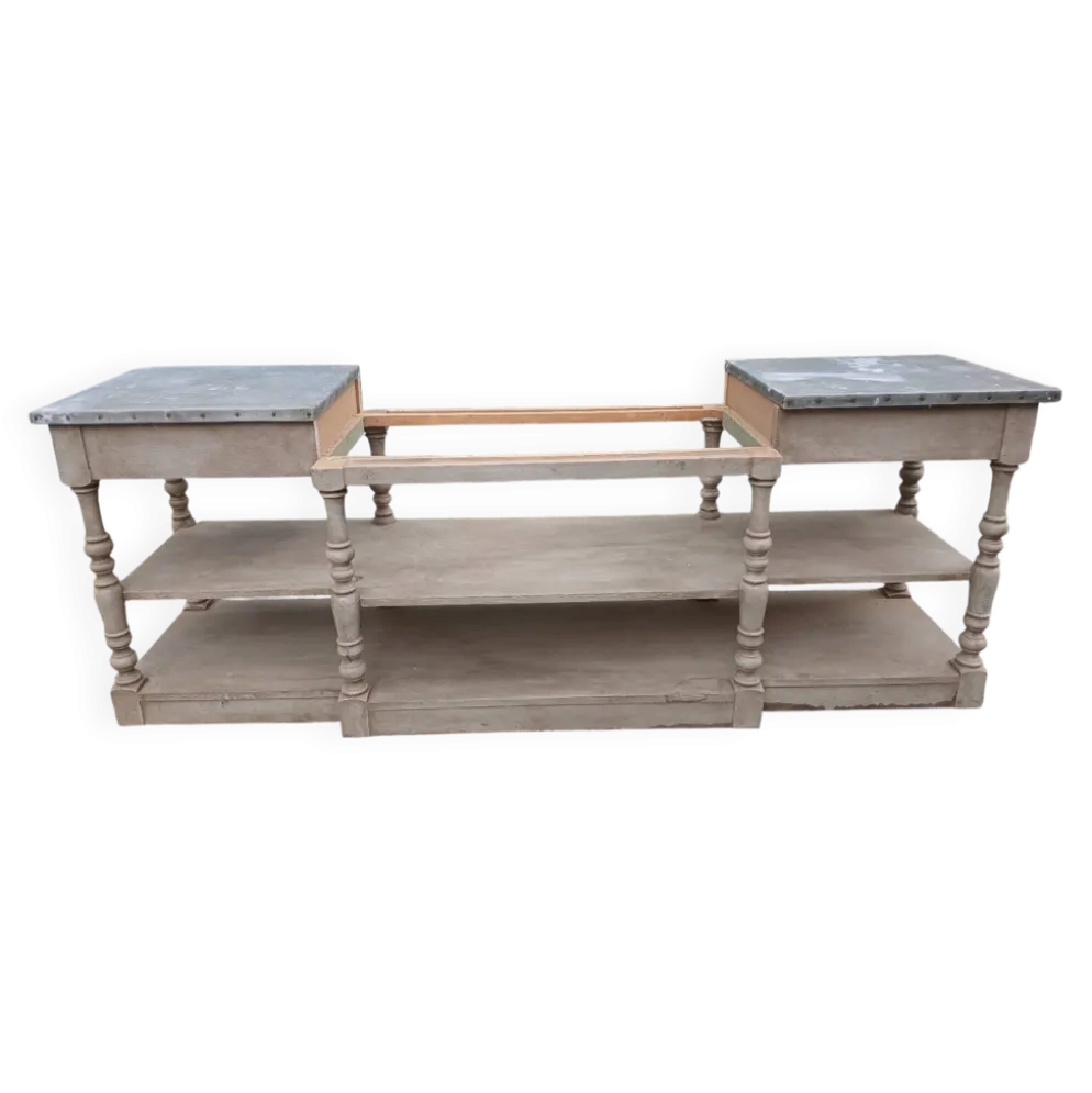 Grand meuble style drapier en bois et zinc