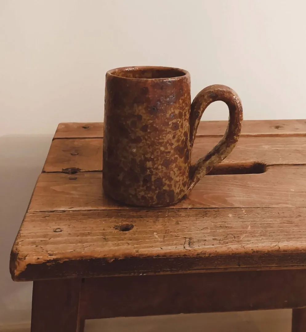 Grand mug en grès pyrité vintage