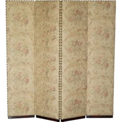 Grand paravent George Smith en bois dur et tissu floral