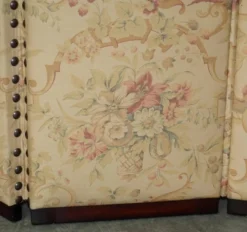 Grand paravent George Smith en bois dur et tissu floral