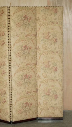 Grand paravent George Smith en bois dur et tissu floral