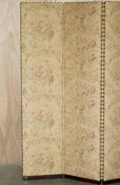 Grand paravent George Smith en bois dur et tissu floral