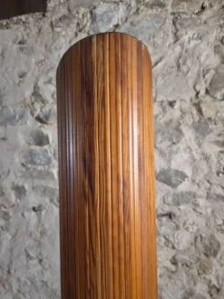 Grand paravent pliant français en pin, séparateur de pièce, années 1950, attribué à Baumann