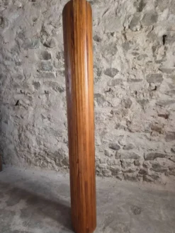 Grand paravent pliant français en pin, séparateur de pièce, années 1950, attribué à Baumann