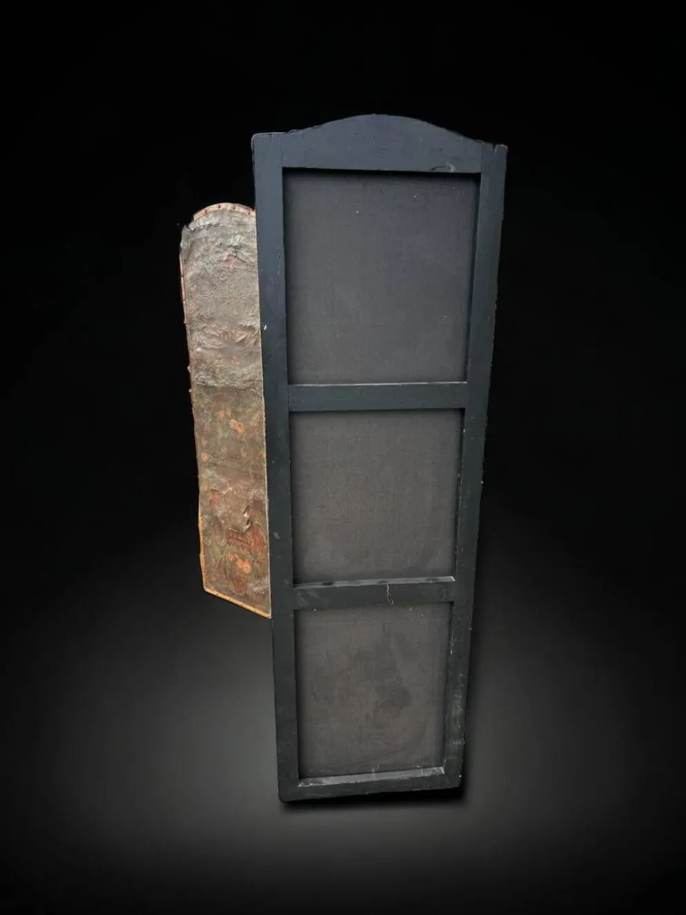 Grand Paravent à Quatre Feuilles En Cuir De Cordoue D’époque Fin XVIIIème H 188 Cm