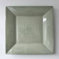 Grand plat carré céladon