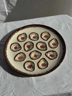 Grand plat circulaire à compartiments pour crustacés coquillages huîtres