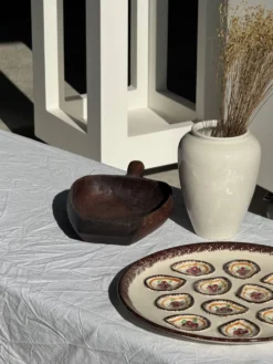 Grand plat circulaire à compartiments pour crustacés coquillages huîtres