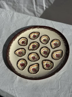 Grand plat circulaire à compartiments pour crustacés coquillages huîtres