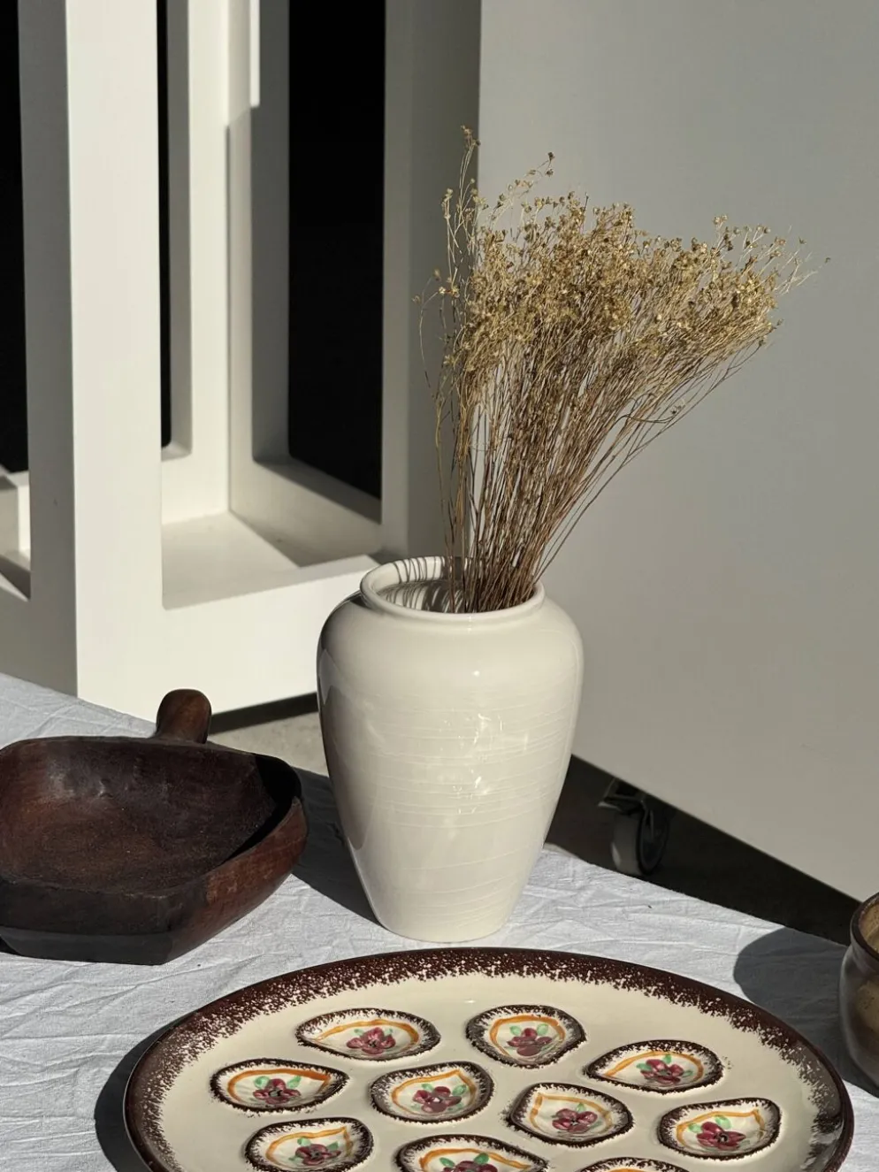 Grand plat circulaire à compartiments pour crustacés coquillages huîtres