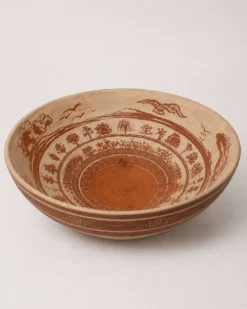 Grand plat creux en terre cuite décor oiseaux XXeme