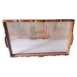 Grand plateau de service bois et verre années 50
