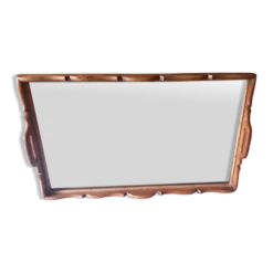 Grand plateau de service bois et verre années 50