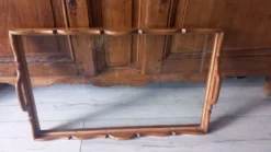 Grand plateau de service bois et verre années 50