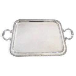 Grand plateau de service en métal argenté Phénix style Louis XVI