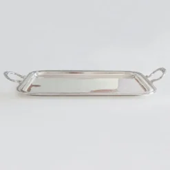 Grand plateau de service en métal argenté Phénix style Louis XVI