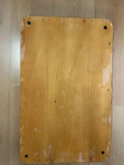 Grand plateau de service rectangulaire en bois et laiton annees 60