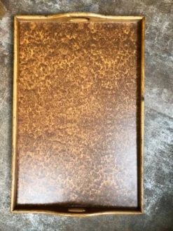Grand plateau en bois art déco