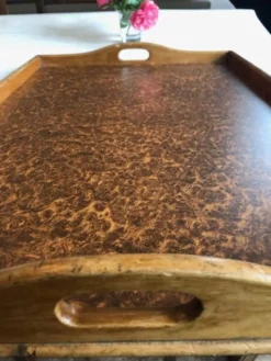 Grand plateau en bois art déco