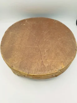Grand plateau rond vintage en bambou et nacre Capiz – Italie, années 70