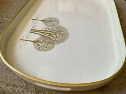 Grand plateau vintage Emsa W.Germany mélaminé blanc et décor doré