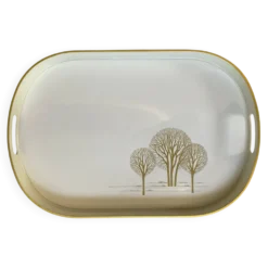 Grand plateau vintage Emsa W.Germany mélaminé blanc et décor doré