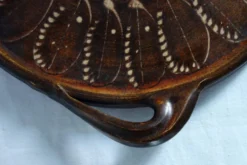 Grand plateau vintage en poterie vernissée
