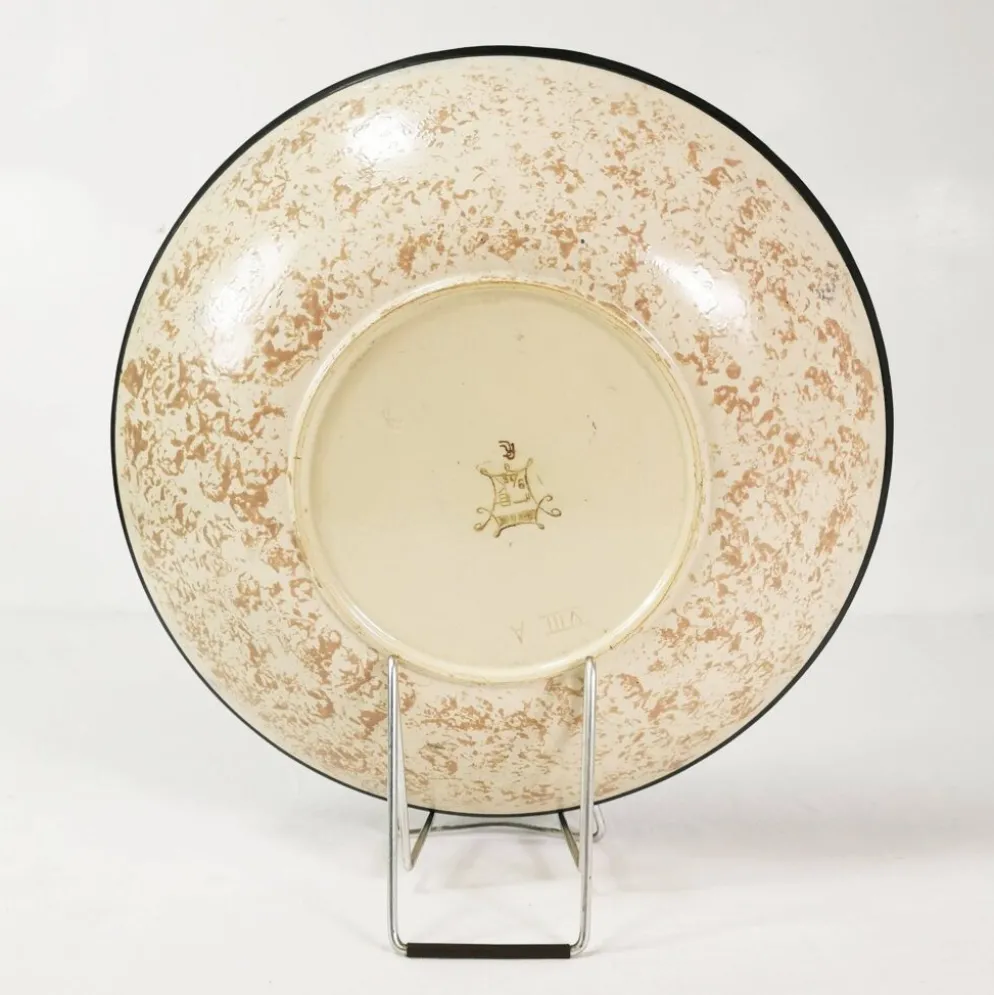 Grand plat en céramique Art Déco, conçu par Raymond Chevallier pour Boch Frère.
