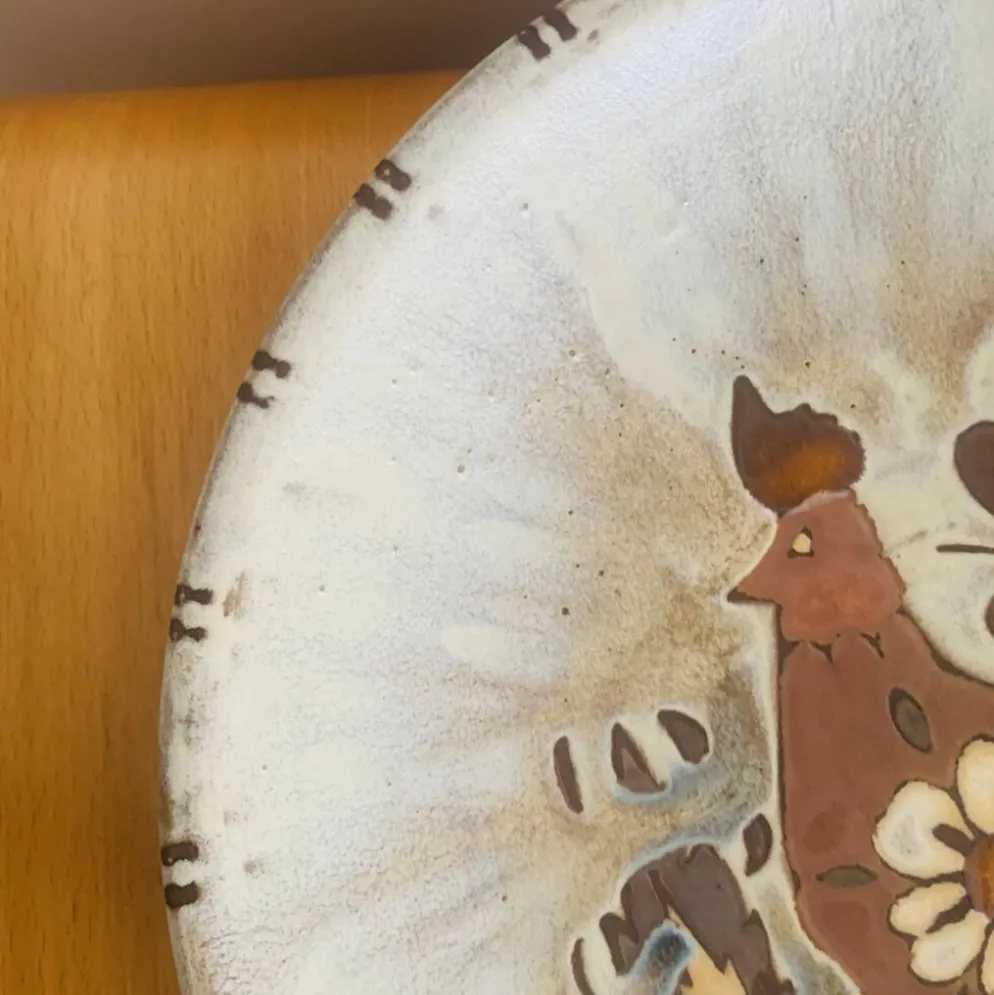 Grand plat en céramique émaillée par J.G. Picard, années 60-70