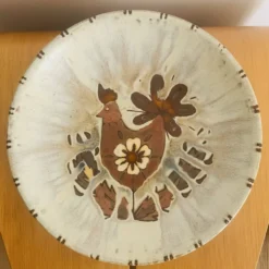 Grand plat en céramique émaillée par J.G. Picard, années 60-70