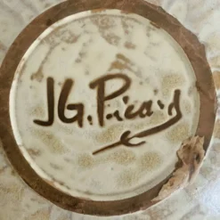 Grand plat en céramique émaillée par J.G. Picard, années 60-70