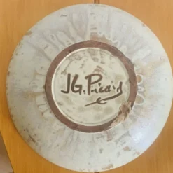 Grand plat en céramique émaillée par J.G. Picard, années 60-70