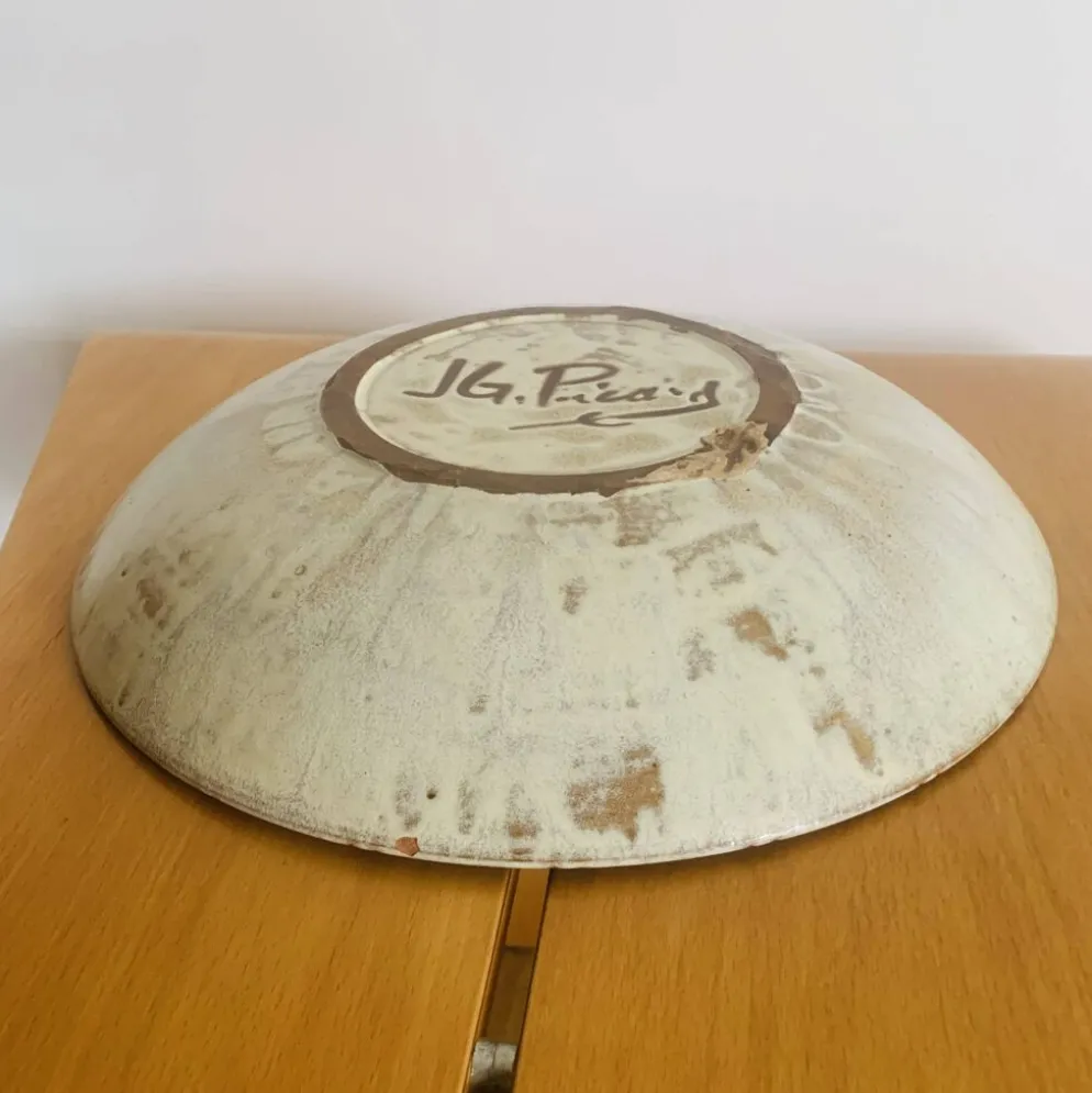 Grand plat en céramique émaillée par J.G. Picard, années 60-70