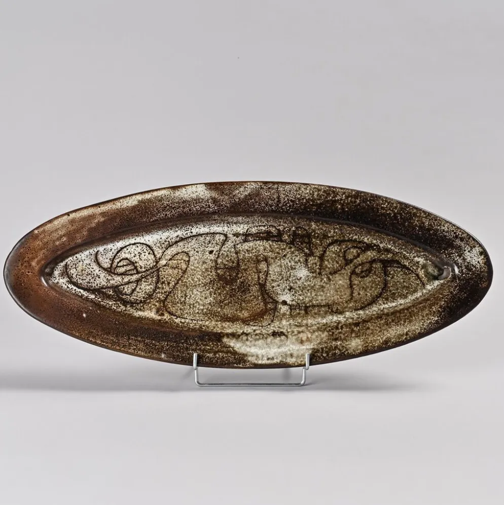 Grand plat en céramique par Michel Anasse, France, circa 1960