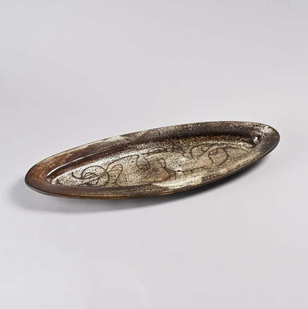 Grand plat en céramique par Michel Anasse, France, circa 1960